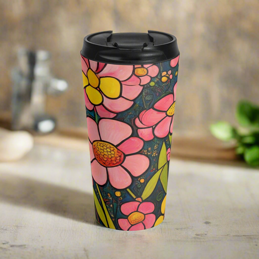 Stainless Steel Travel Mug in Daisy